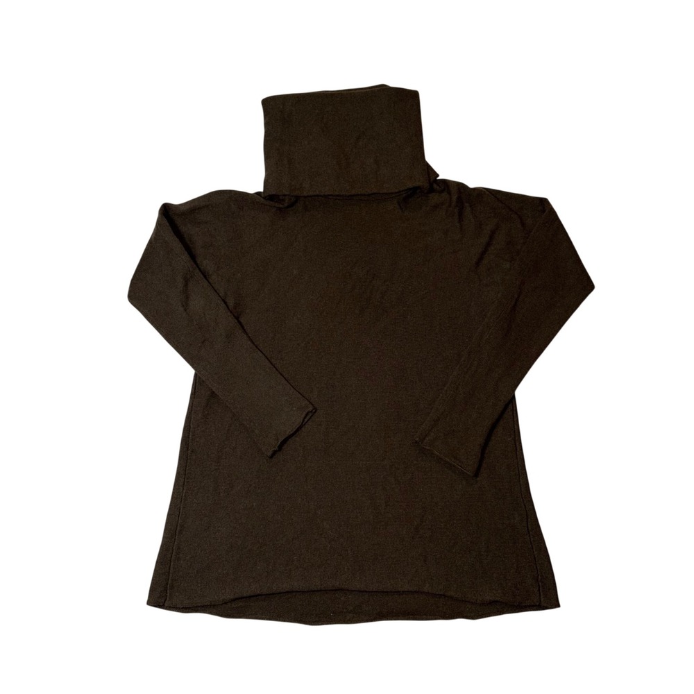 Vince Dark Olive Wool Cashmere Turtleneck Sweater Small Minimalist Knit Pullover